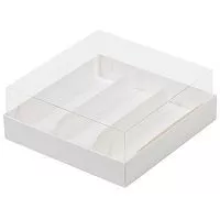 Коробка для эклеров и пирожных с прозр. крышкой, 3 яч, 13,5*13*5см, белая