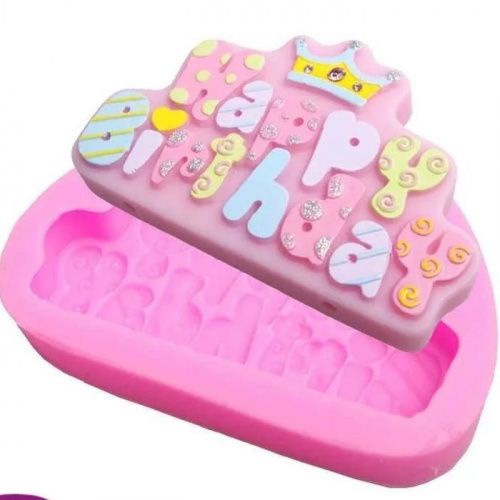 Молд силиконовый "Табличка Happy Birthday с короной" Молд силиконовый "Табличка Happy Birthday с короной"