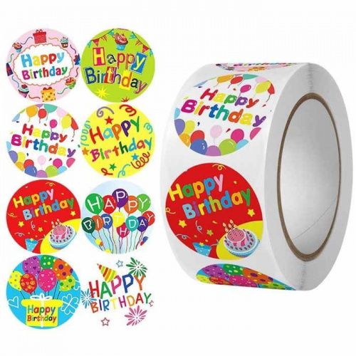 Стикер "Happy Birthday", круглый