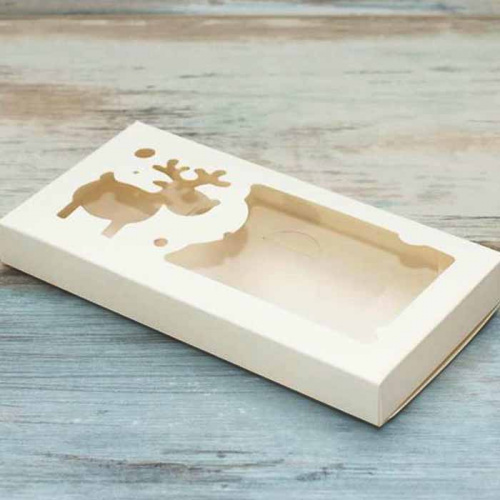 Коробка для плитки шоколада "Олененок" белая, 16*8*1,7см4