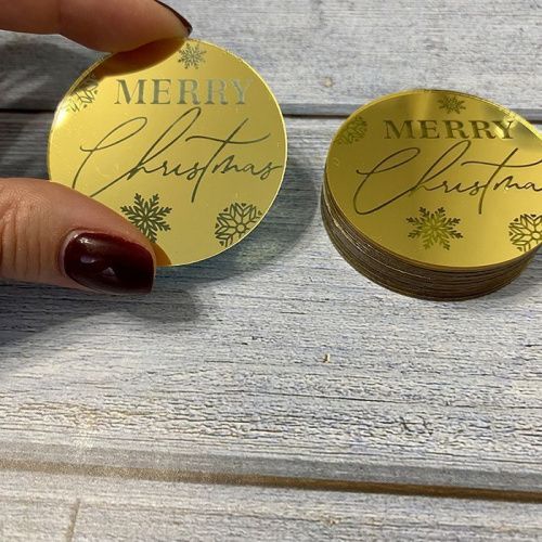 Зеркальный акриловый топпер "Merry christmas №2", золото, 1шт. Зеркальный акриловый топпер "Merry christmas №2", золото, 1шт.